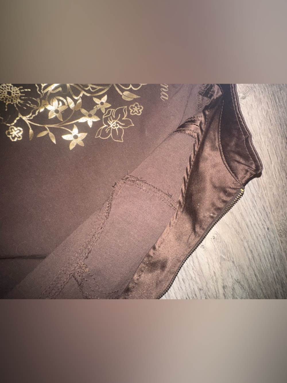 Vintage Hannah Montana Chocolate Brown Silky Zip Jacket w/ Bell Sleeves XL - Picture 9 of 12